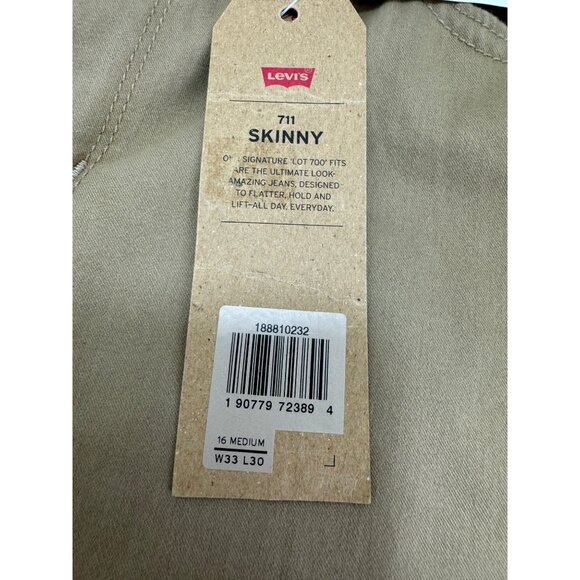 Levis 711 Skinny Women's Jeans Size 16 M 33X30 Beige Mid Rise Soft Touch Stretch - Picture 3 of 16